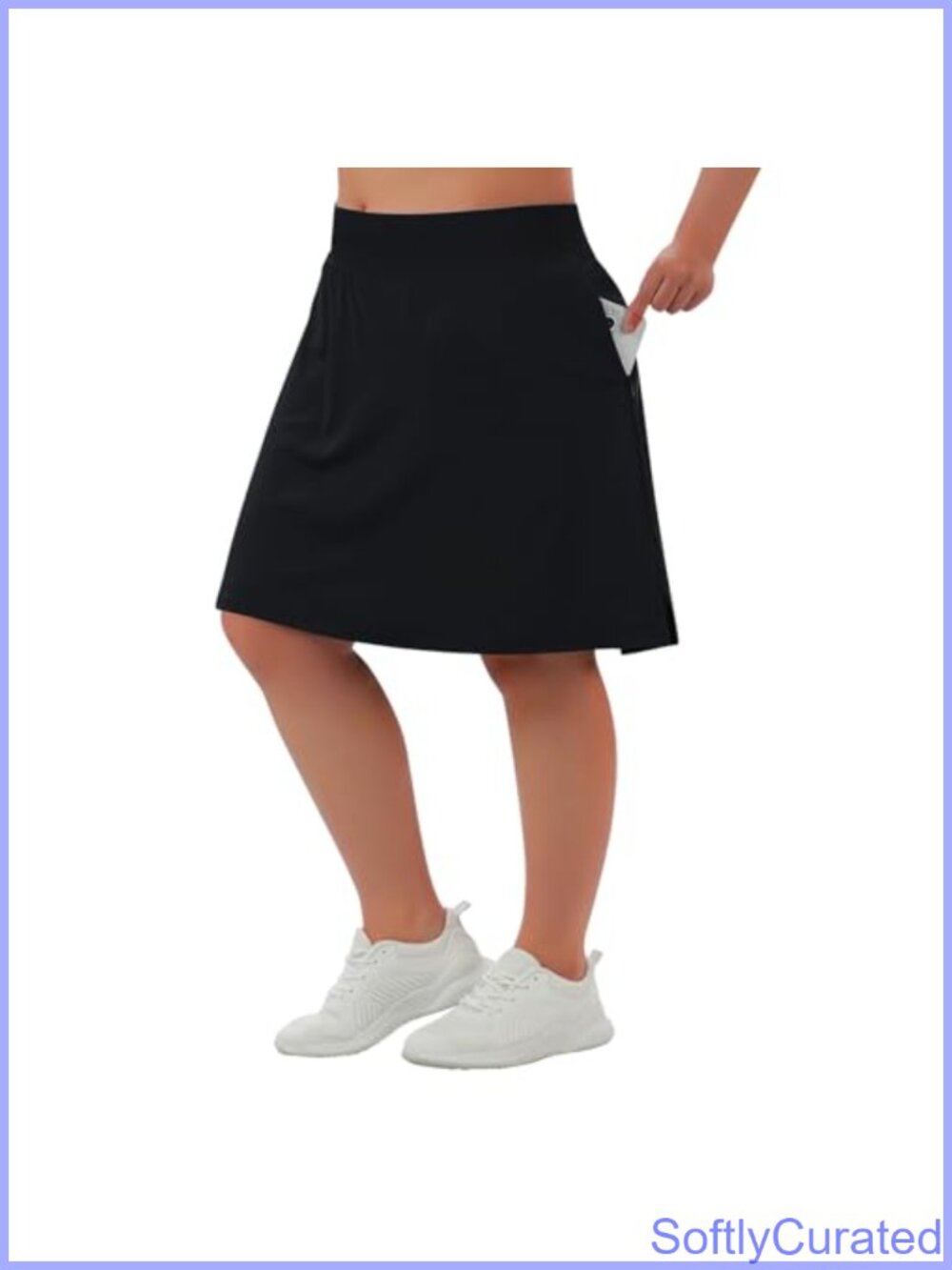 Plus Size Skort Knee Length Skirt with Pockets and Built-in Shorts
